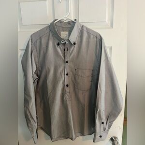 Billy Reid Men's Gray Casual half Button-Down Shirt large